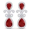 Image 1 : 31.6 ctw Ruby & VS Diamond Earrings 18K White Gold - REF-445N5A - SKU:39543