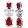 Image 3 : 31.6 ctw Ruby & VS Diamond Earrings 18K White Gold - REF-445N5A - SKU:39543