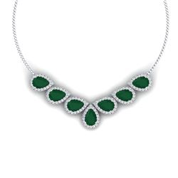 34.72 ctw Emerald & VS Diamond Necklace 18K White Gold - REF-690N9A - SKU:38826