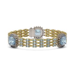 29.95 ctw Aquamarine & Diamond Bracelet 14K Yellow Gold - REF-472M7F - SKU:45334