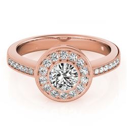 0.80 ctw VS/SI Diamond Halo Ring 18K Rose Gold - REF-97W8H - SKU:26902