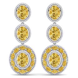 29.71 ctw Canary Citrine & VS Diamond Earrings 18K White Gold - REF-354A5V - SKU:39270