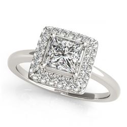 1.05 ctw VS/SI Princess Diamond Halo Ring 18K White Gold - REF-150K2W - SKU:27162