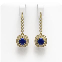 5.1 ctw Sapphire & Diamond Earrings 14K Yellow Gold - REF-132N9A - SKU:44056