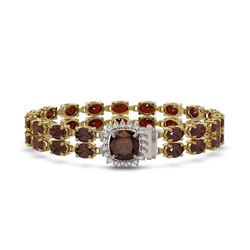 30.98 ctw Garnet & Diamond Bracelet 14K Yellow Gold - REF-200H2M - SKU:45697