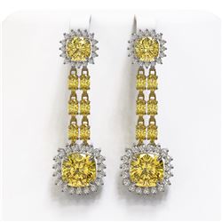 19.46 ctw Citrine & Diamond Earrings 14K Yellow Gold - REF-235R3K - SKU:44953