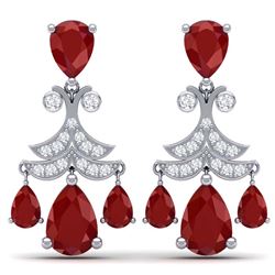 11.97 ctw Ruby & VS Diamond Earrings 18K White Gold - REF-176M4F - SKU:38718