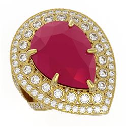 16.29 ctw Ruby & Diamond Ring 14K Yellow Gold - REF-350N4A - SKU:43285