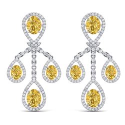 20.69 ctw Canary Citrine & VS Diamond Earrings 18K White Gold - REF-418K2W - SKU:38586