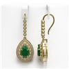 Image 2 : 10.15 ctw Emerald & Diamond Earrings 14K Yellow Gold - REF-286H2M - SKU:43147