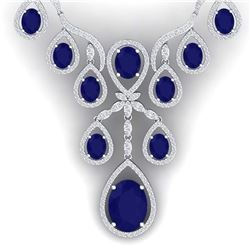 37.66 ctw Sapphire & VS Diamond Necklace 18K White Gold - REF-890F9N - SKU:38562