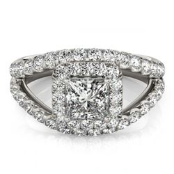 1.85 ctw VS/SI Princess Diamond Halo Ring 18K White Gold - REF-196A2V - SKU:27195