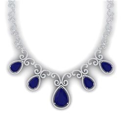 38.42 ctw Sapphire & VS Diamond Necklace 18K White Gold - REF-1109Y3X - SKU:39531