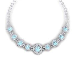 47.10 ctw Sky Topaz & VS Diamond Necklace 18K White Gold - REF-1509H3M - SKU:38802