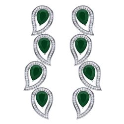 16.44 ctw Emerald & VS Diamond Earrings 18K White Gold - REF-385F5N - SKU:39450