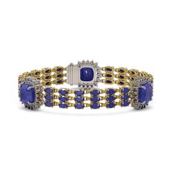 39.16 ctw Sapphire & Diamond Bracelet 14K Yellow Gold - REF-436H4M - SKU:45316