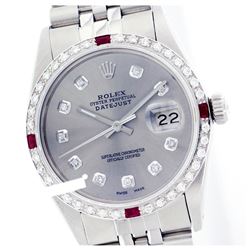 Rolex Ladies Stainless Steel, Diam Dial & Diam/Ruby Bezel, Sapphire Crystal - REF-426H5W