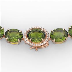145 ctw Green Tourmaline & VS/SI Diamond Necklace 14K Rose Gold - REF-1166H2M - SKU:22299
