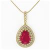 Image 2 : 15.87 ctw Ruby & Diamond Necklace 14K Yellow Gold - REF-330F2N - SKU:43321