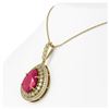 Image 3 : 15.87 ctw Ruby & Diamond Necklace 14K Yellow Gold - REF-330F2N - SKU:43321
