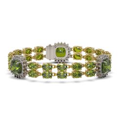 37.37 ctw Tourmaline & Diamond Bracelet 14K Yellow Gold - REF-597H6M - SKU:44875