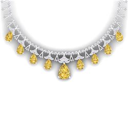55.49 ctw Canary Citrine & VS Diamond Necklace 18K White Gold - REF-945H5M - SKU:38712