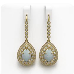8.29 ctw Opal & Diamond Earrings 14K Yellow Gold - REF-268R9K - SKU:43165