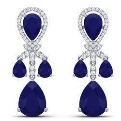 38.29 ctw Sapphire & VS Diamond Earrings 18K White Gold - REF-418M2F - SKU:38610