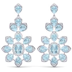 53.34 ctw Sky Topaz & VS Diamond Earrings 18K White Gold - REF-381R8K - SKU:39054