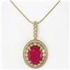 Image 2 : 13.75 ctw Ruby & Diamond Necklace 14K Yellow Gold - REF-278V2Y - SKU:43864