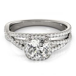 1 ctw VS/SI Cushion Diamond Halo Ring 18K White Gold - REF-137R5K - SKU:27090