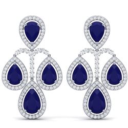 29.23 ctw Sapphire & VS Diamond Earrings 18K White Gold - REF-472Y7X - SKU:39366