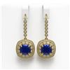 Image 1 : 12.9 ctw Sapphire & Diamond Earrings 14K Yellow Gold - REF-247H6M - SKU:43960
