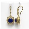 Image 2 : 12.9 ctw Sapphire & Diamond Earrings 14K Yellow Gold - REF-247H6M - SKU:43960