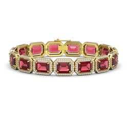 36.51 ctw Tourmaline & Diamond Halo Bracelet 10K Yellow Gold - REF-1181M8F - SKU:41542