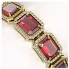 Image 3 : 36.51 ctw Tourmaline & Diamond Halo Bracelet 10K Yellow Gold - REF-1181M8F - SKU:41542