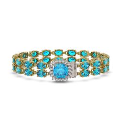 31.78 ctw Swiss Topaz & Diamond Bracelet 14K Yellow Gold - REF-205N3A - SKU:45685