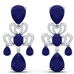 58.73 ctw Sapphire & VS Diamond Earrings 18K White Gold - REF-509R3K - SKU:38676