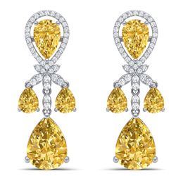 35.67 ctw Canary Citrine & VS Diamond Earrings 18K White Gold - REF-290R9K - SKU:38616