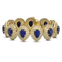 56.04 ctw Sapphire & Diamond Bracelet 14K Yellow Gold - REF-1481F5N - SKU:43261