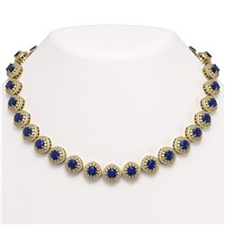 82.17 ctw Sapphire & Diamond Necklace 14K Yellow Gold - REF-1926W9H - SKU:44104