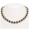 Image 1 : 82.17 ctw Sapphire & Diamond Necklace 14K Yellow Gold - REF-1926W9H - SKU:44104