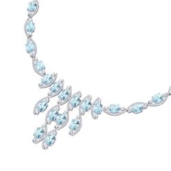 68.12 ctw Sky Topaz & VS Diamond Necklace 18K White Gold - REF-945N5A - SKU:39006