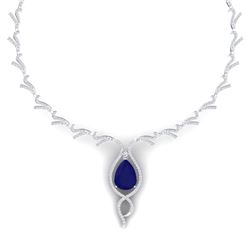 23.43 ctw Sapphire & VS Diamond Necklace 18K White Gold - REF-836A4V - SKU:39501