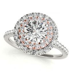 1.50 ctw VS/SI Diamond Solitaire Halo Ring 18K White & Rose Gold - REF-313N6A - SKU:26228