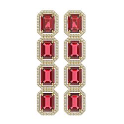 19.44 ctw Tourmaline & Diamond Halo Earrings 10K Yellow Gold - REF-636M4F - SKU:41590
