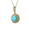 Image 1 : 4.81 ctw Turquoise & Diamond Necklace 14K Yellow Gold - REF-156H2M - SKU:46112