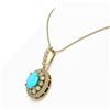 Image 3 : 4.81 ctw Turquoise & Diamond Necklace 14K Yellow Gold - REF-156H2M - SKU:46112