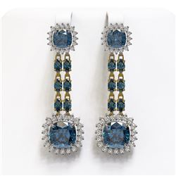 20.04 ctw London Topaz & Diamond Earrings 14K Yellow Gold - REF-239H8M - SKU:44947