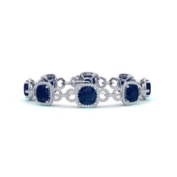 25 ctw Sapphire & VS/SI Diamond Bracelet 14K White Gold - REF-418W2H - SKU:23030